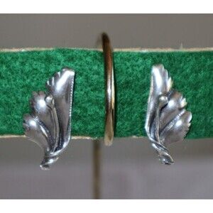 Vintage Sterling Silver Leaf Flower Petal Swirl Screw Back Earrings 1.25"